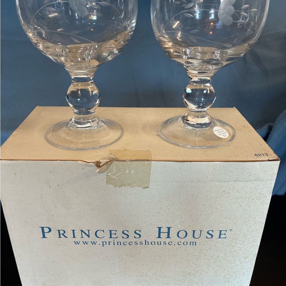 Princess House Etched Glass Goblets